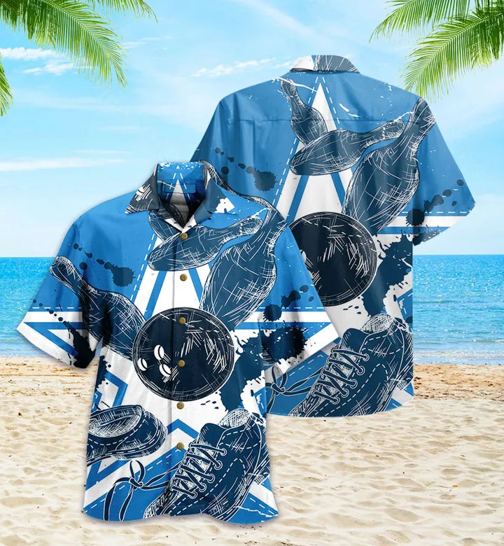 3D Bowling Blue Hawaiian Shirt for Both Men and Women – BH012