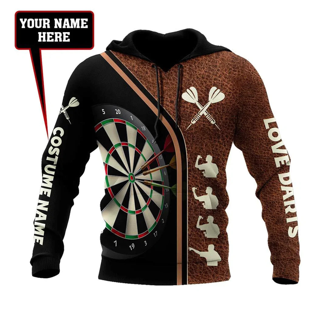 3D Printed Pullover Hoodie and Dart Shirt for Men and Women with Custom Name for Darts Players – DHD016