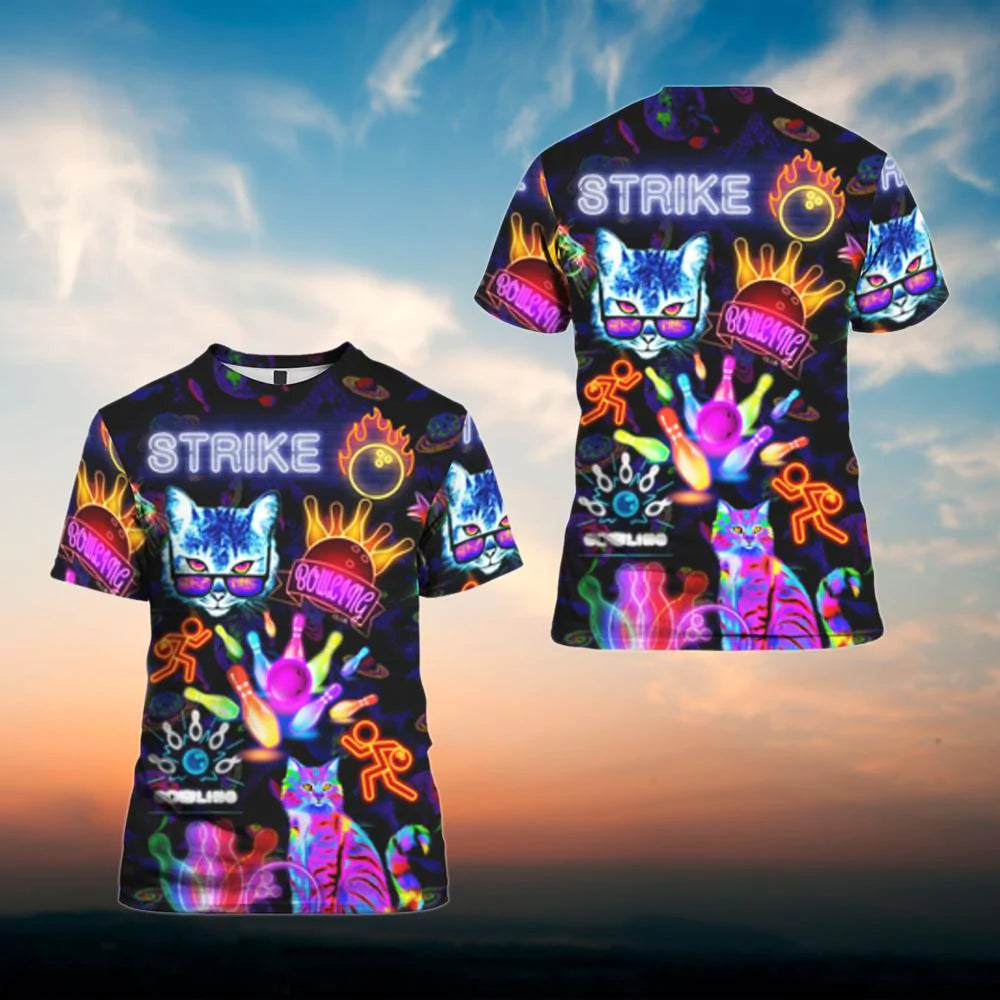 all over printed funny bowling shirt rolling with my homies cats bowling 3d perfect gift for bowlers bt156 tmzre
