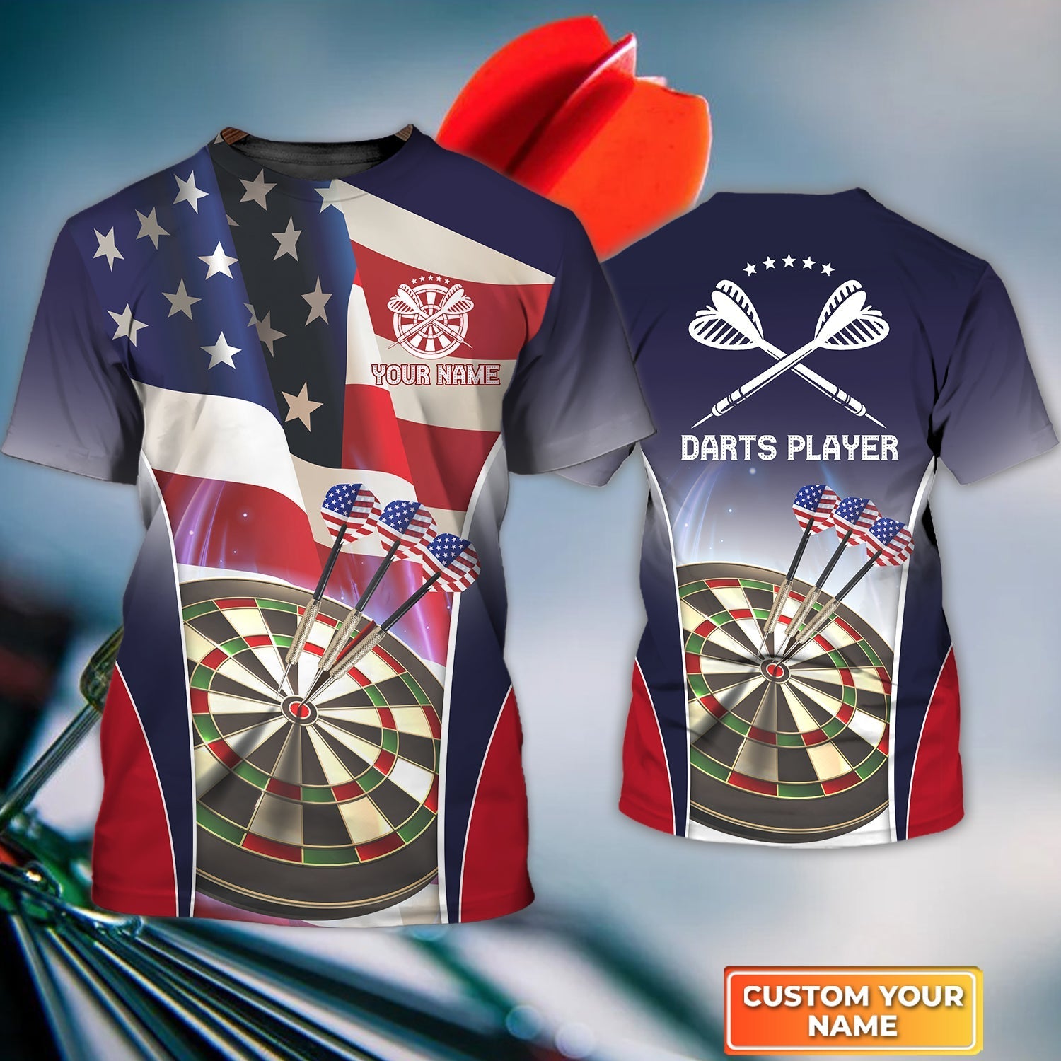 Darts Eagle American flag shirt, Personalized Name 3D Tshirt For Darts Player – DT183