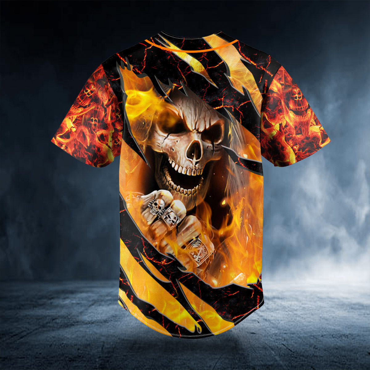 Angry Crack Fire Lava Skull Custom Baseball Jersey | BSJ-828