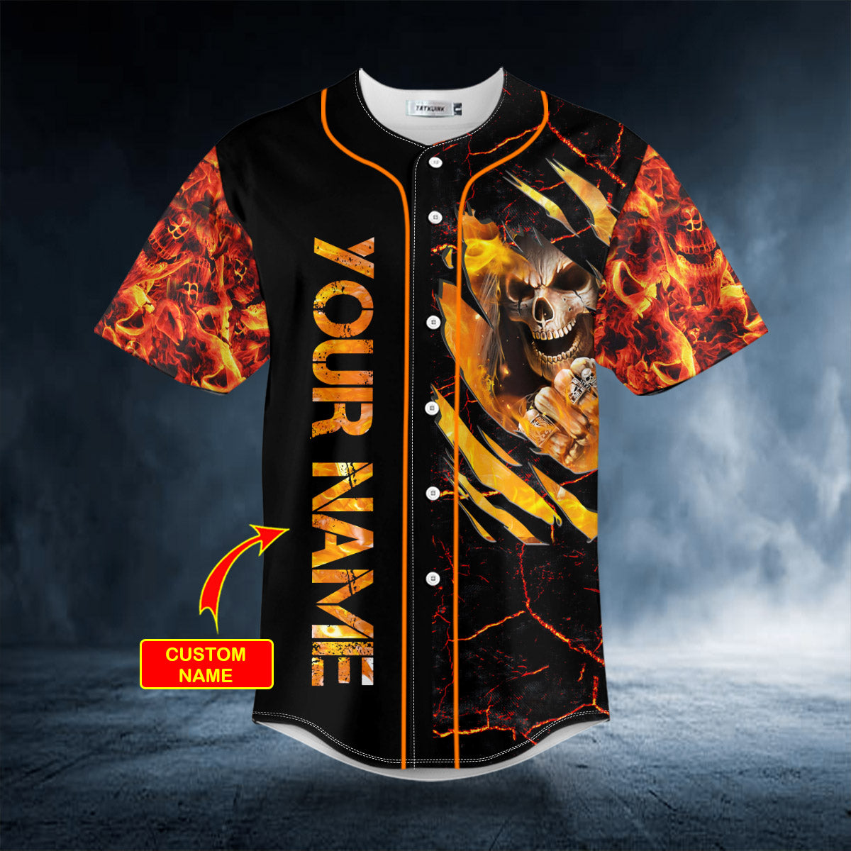 angry crack fire lava skull custom baseball jersey bsj 828 zqnyl