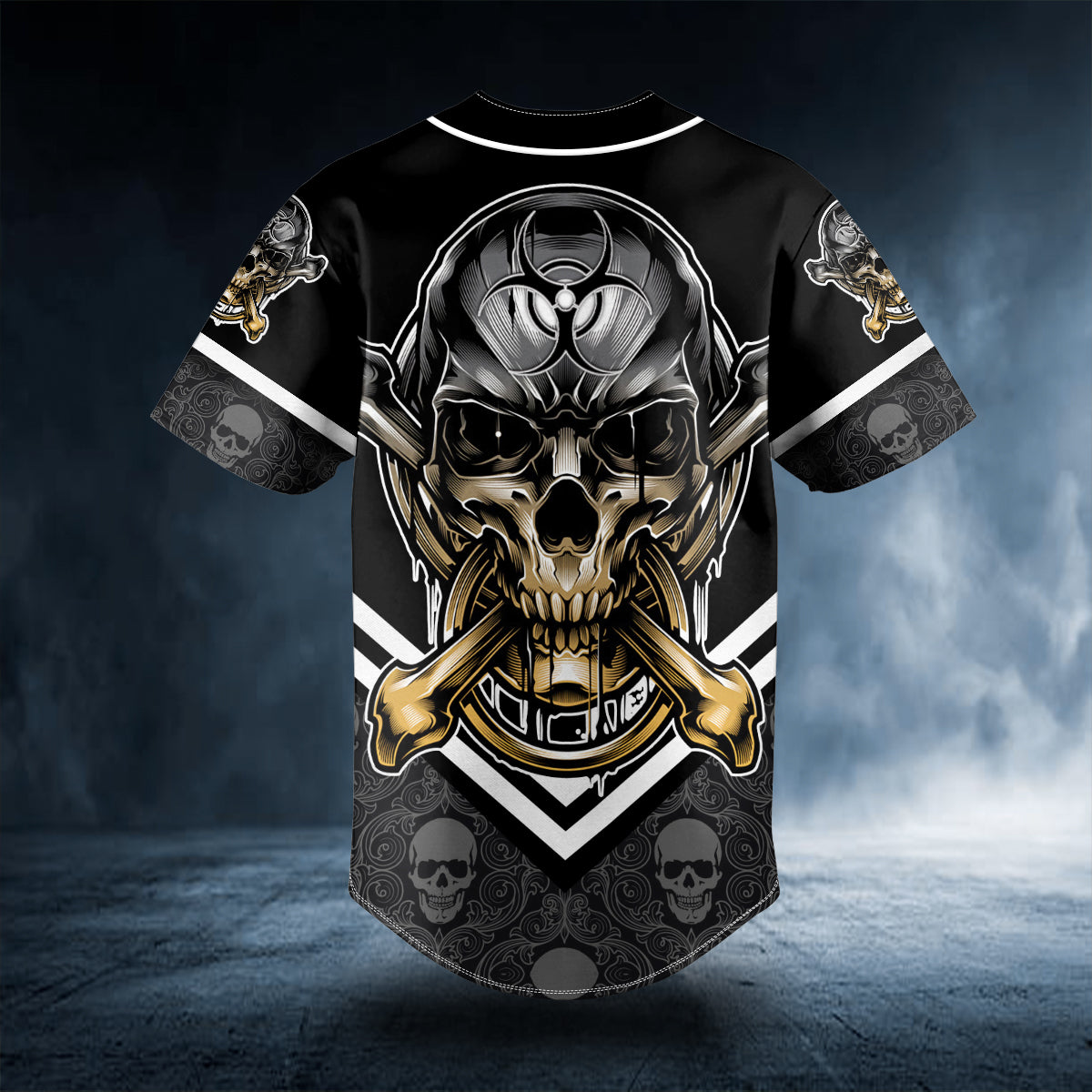 biohazard tribal metal crossbones skull custom baseball jersey bsj 649 dcosy