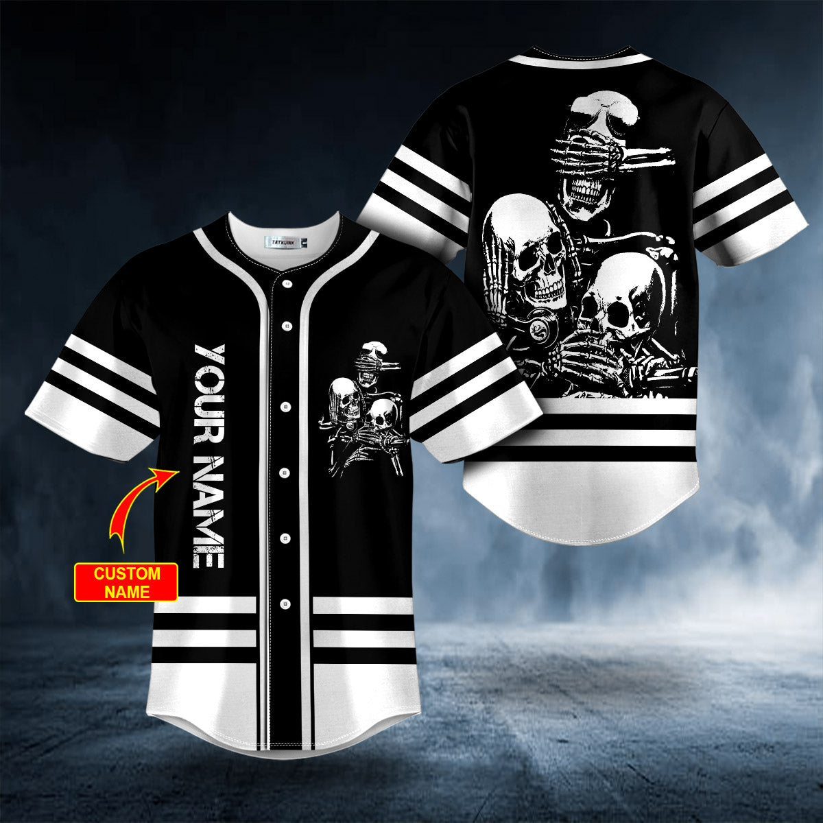 Tribal Metal Grim Reaper Flame Skull Custom Baseball Jersey | BSJ-899