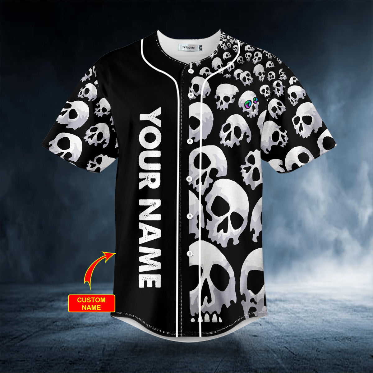 black and white pattern skull custom baseball jersey bsj 939 erh9h