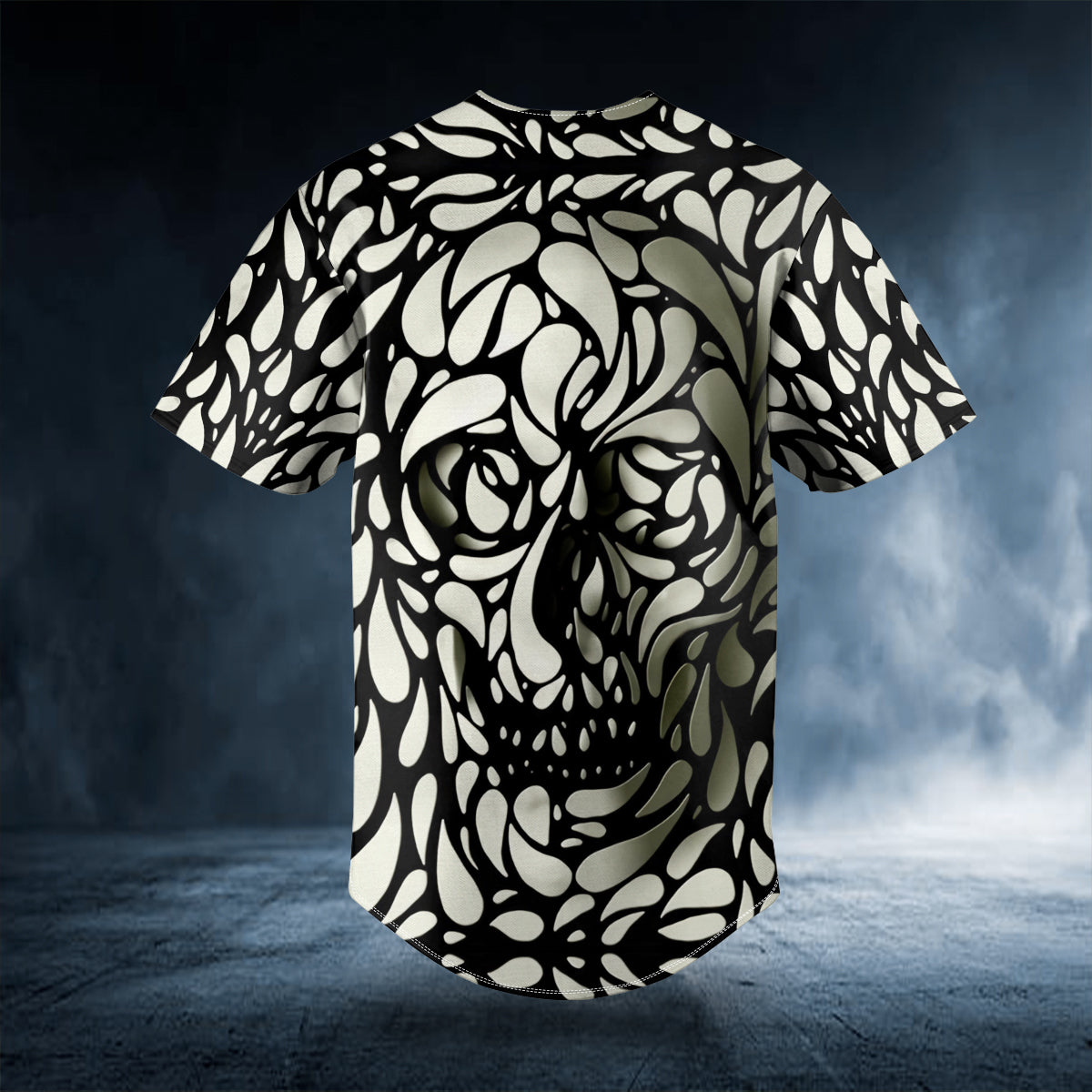 Black N White Water Drop Pattern Skull Custom Baseball Jersey | BSJ-1017