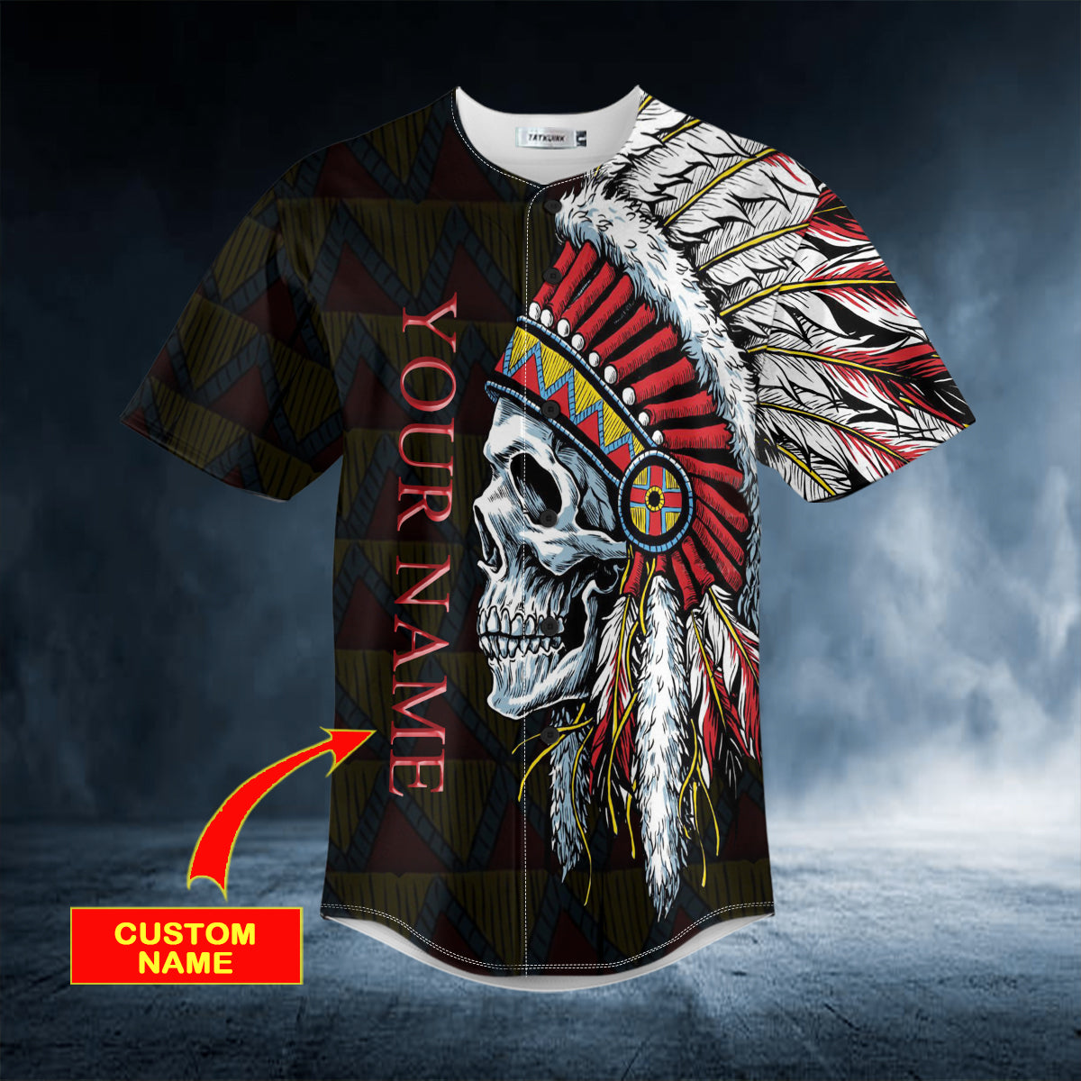 black native skull custom baseball jersey bsj 604 jsyk0