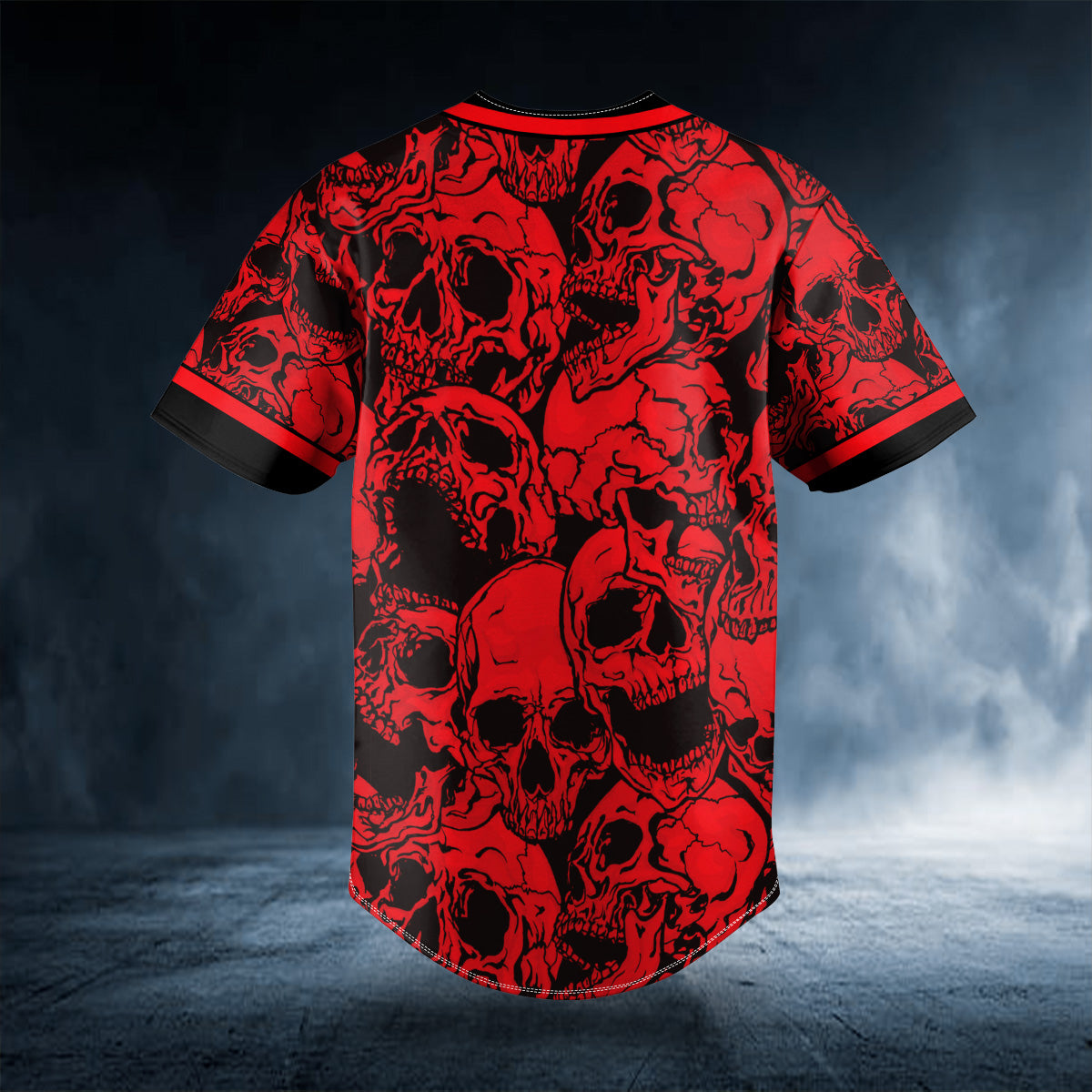 Black Red Scary Skull Baseball Jersey | BSJ-584