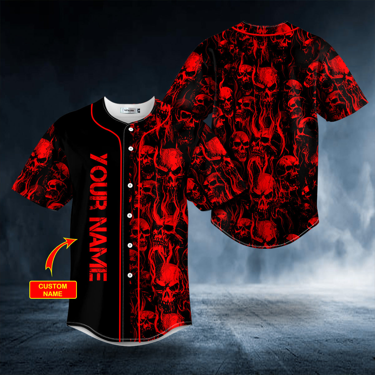 Blood Fire Skull Custom Baseball Jersey | BSJ-866
