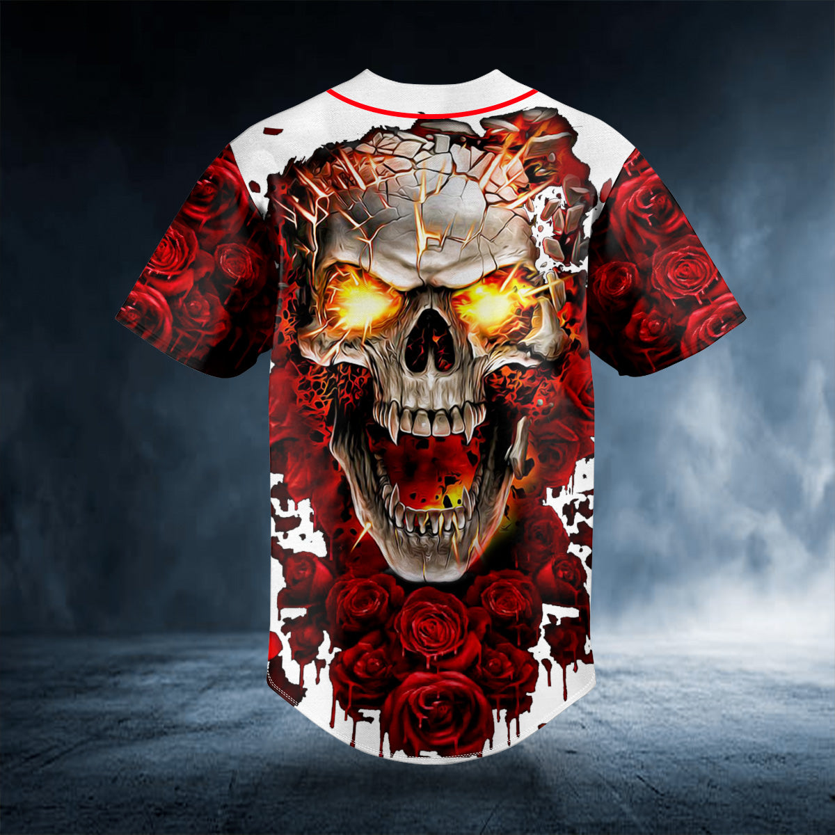 blood rose fire skull custom baseball jersey bsj 617 y4oog