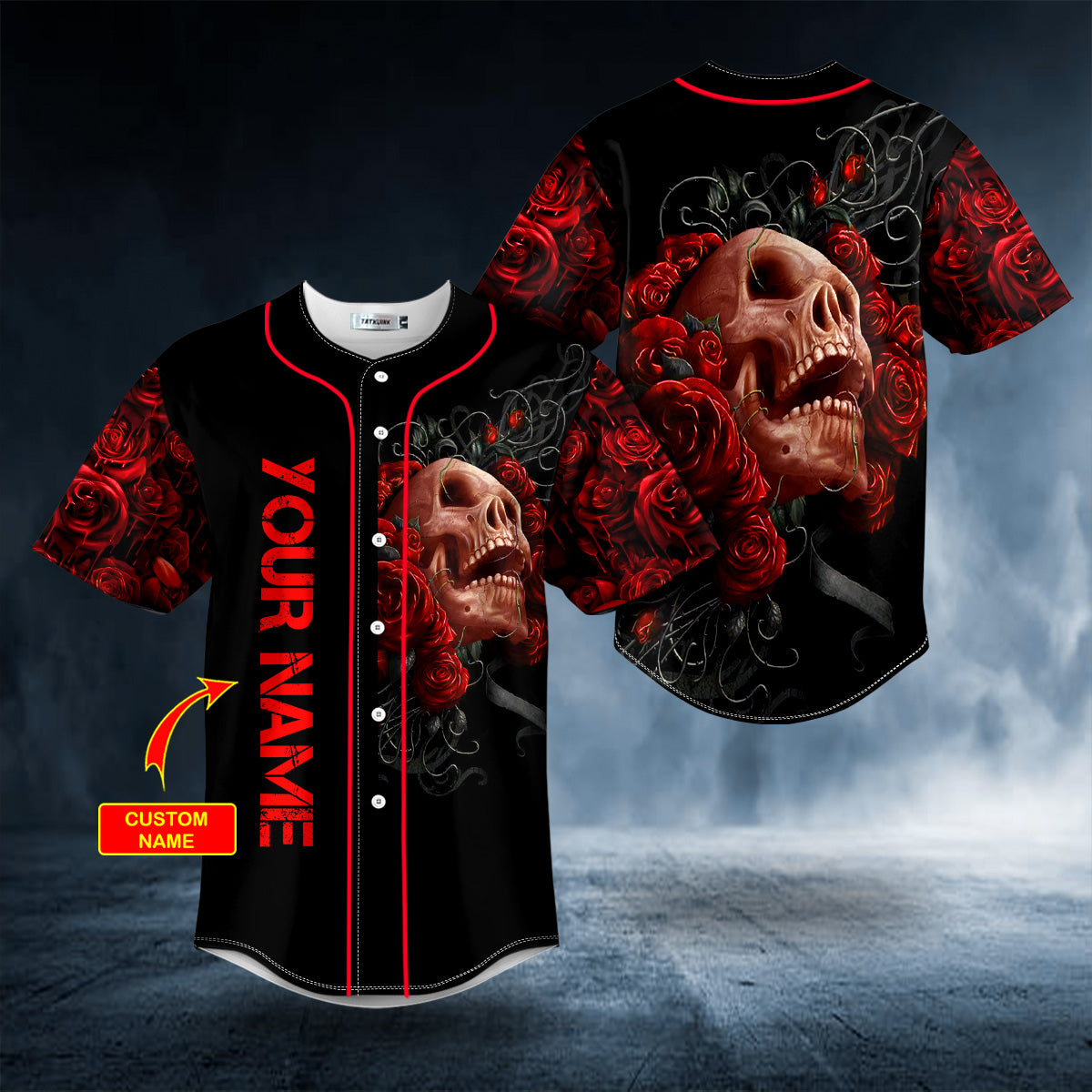 blood roses skull custom baseball jersey bsj 872 5zbew