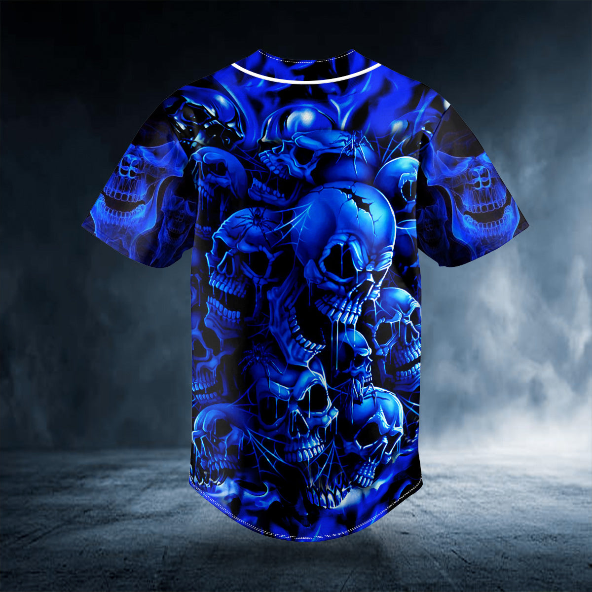 blue cracked skull custom baseball jersey bsj 594 yuwfi