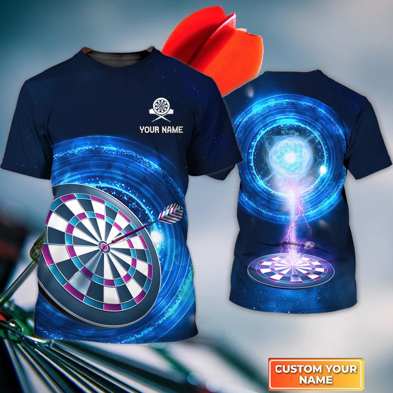 blue darts lightning shirt for men personalized name 3d tshirt for darts player dt169 22qvg