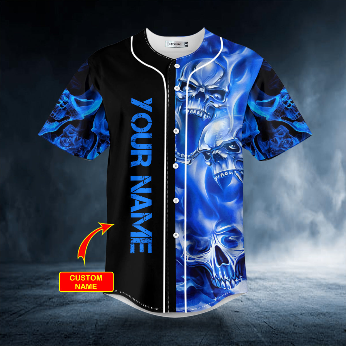 blue soul eater ghost skull custom baseball jersey bsj 504 injtj