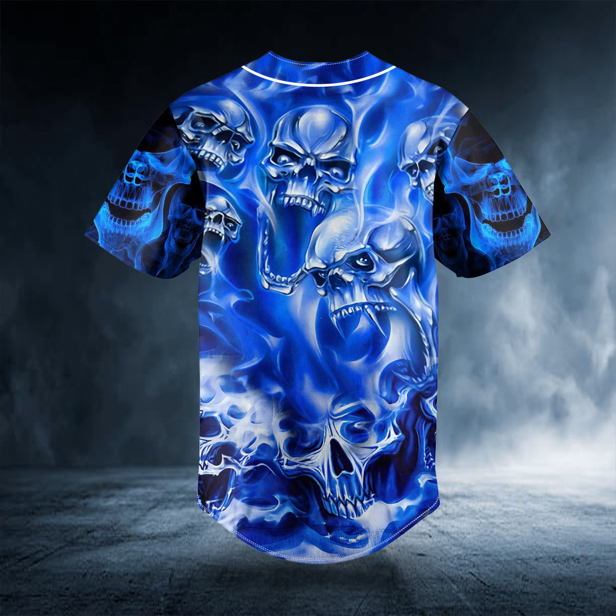 blue soul eater ghost skull custom baseball jersey bsj 504 tqj2b