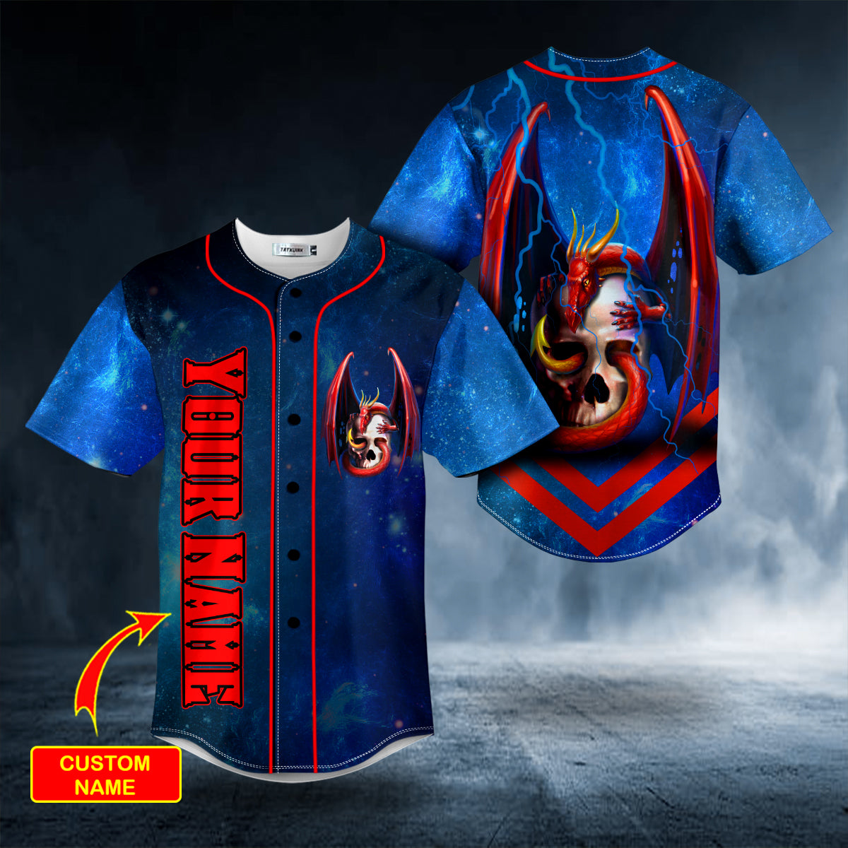 blue tentacle dragon skull custom baseball jersey bsj 1013 hr3fe