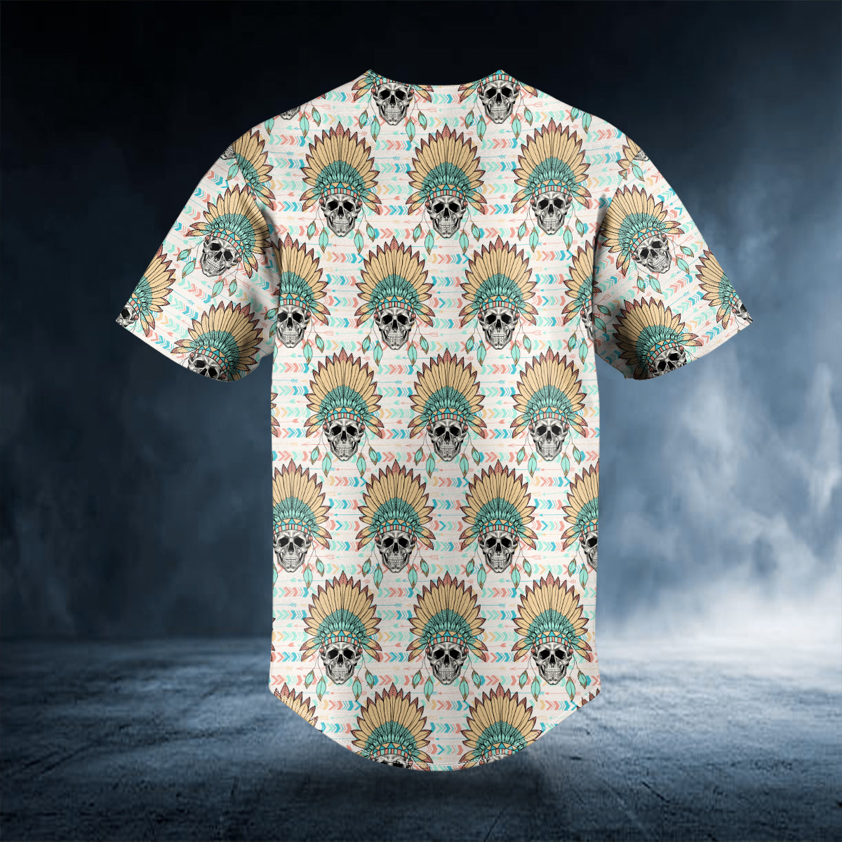 brocade pattern 9 native skull custom baseball jersey bsj 1036 xr4ru