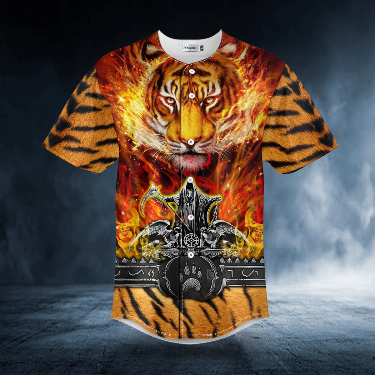 cool 3d tiger death skull baseball jersey bsj 822 jajn6
