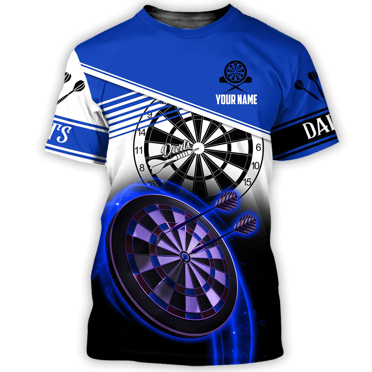Custom name Dart 3D printed Blue shirt, Darts Team shirt, Birthday Gift For Dart Lover – DT043