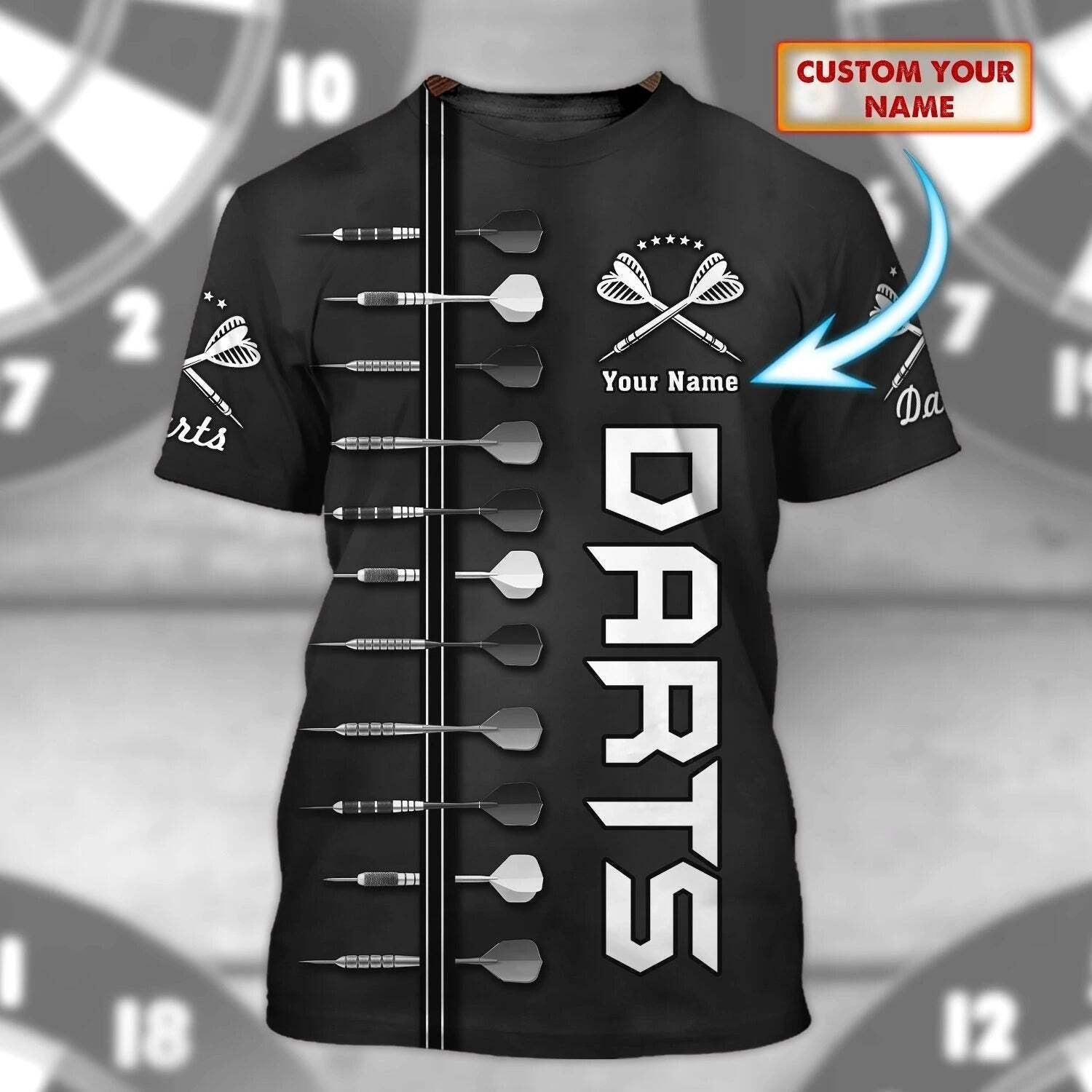 custom with name dart 3d t shirt for dart player best gift birthday present dt141 gioal