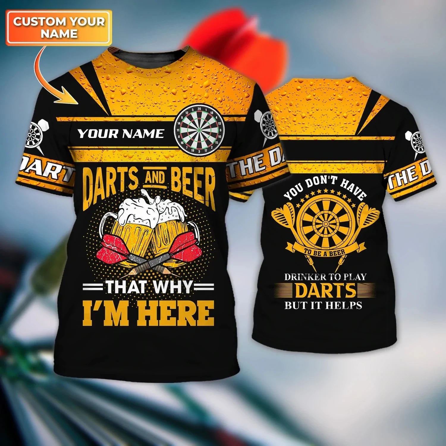 custom with name dart and beer 3d full printed shirt for best dart player dart lover present birthday gift to dart player dt004 j40cg
