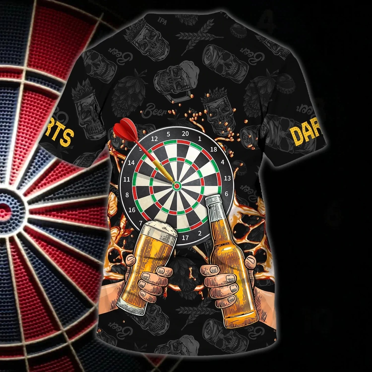 Custom With Name Dart And Beer 3D Full Printed Shirt For Best Dart Player, Dart Lover, Present Birthday Gift To Dart Player – DT004