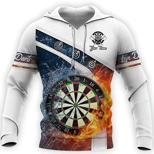 Customized 3D Dart Apparel: T-Shirt with Dart Fire and Water Design, Hoodies with Dart Pattern – DHD013