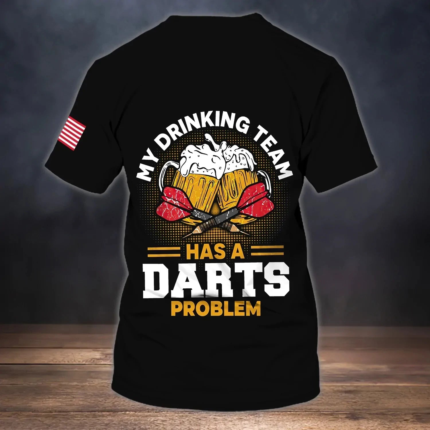 Customized 3D Drinking Beer Team Dart Shirt, Dart T shirt, Gift For Dart Lover American Flag Pattern – DT086