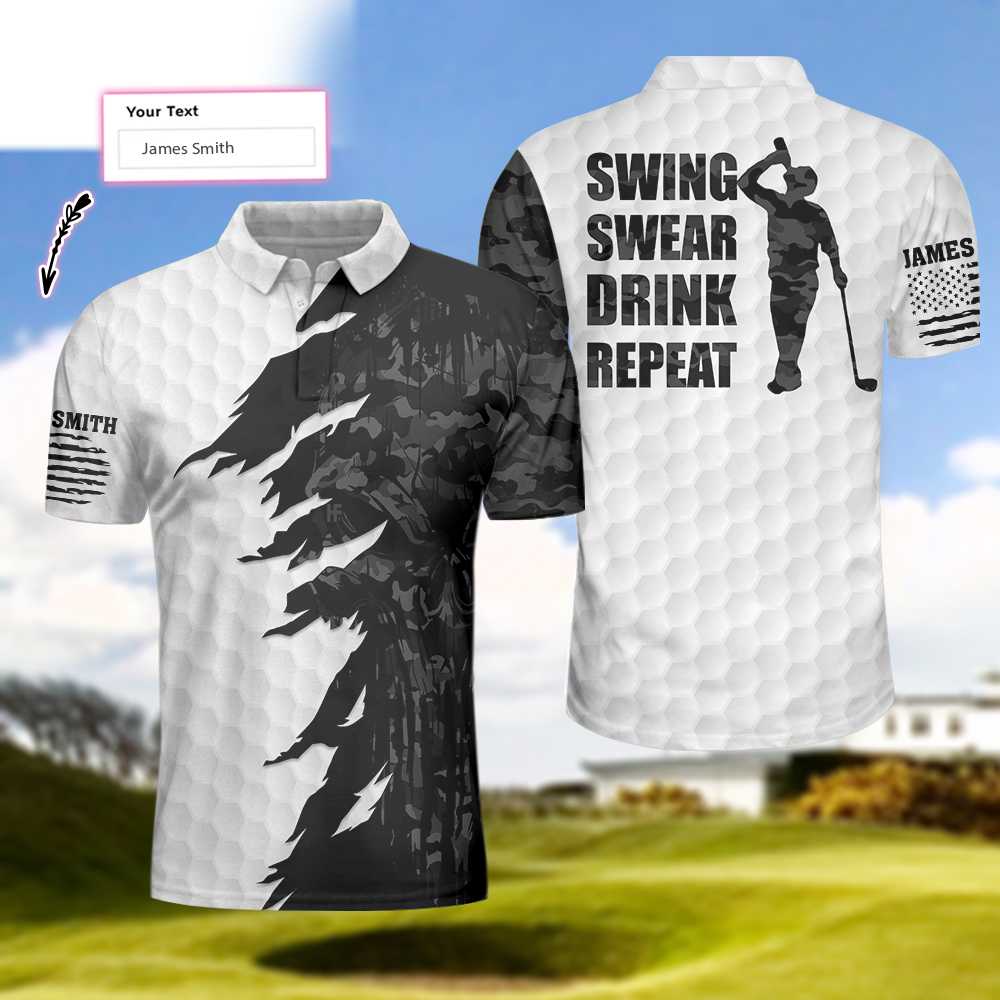 Personalized American Flag Golf Shirt for Men: My Score was One Under Today on the Polo Shirt – GP424