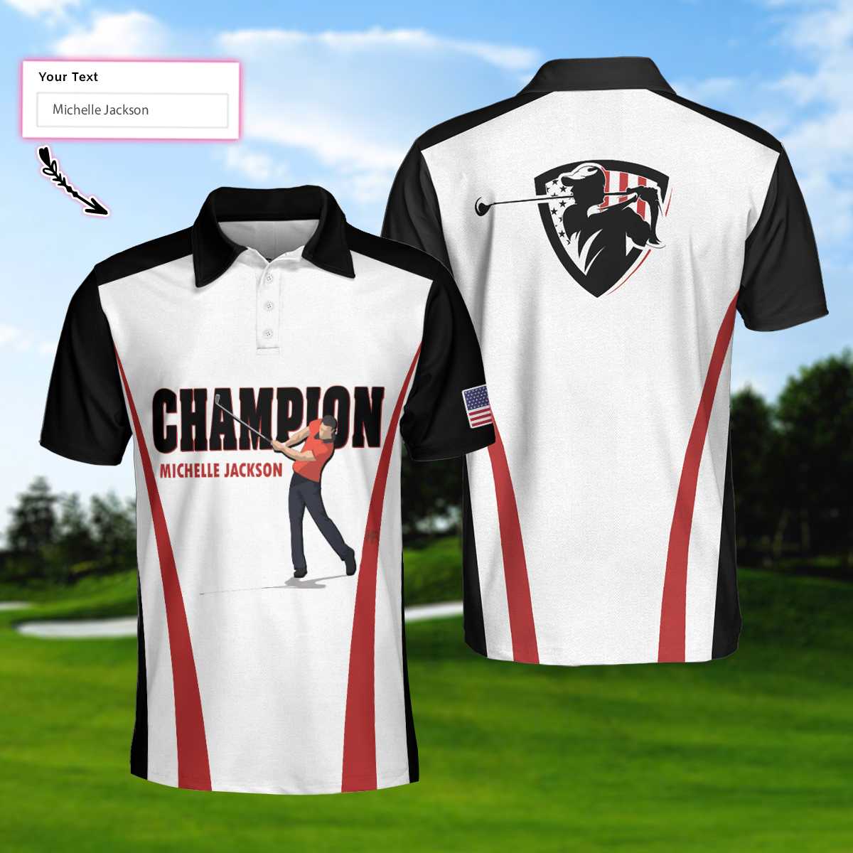 customized champion golfer polo shirt with red and white american flag design the ultimate golf shirt for men gp418 of9fz