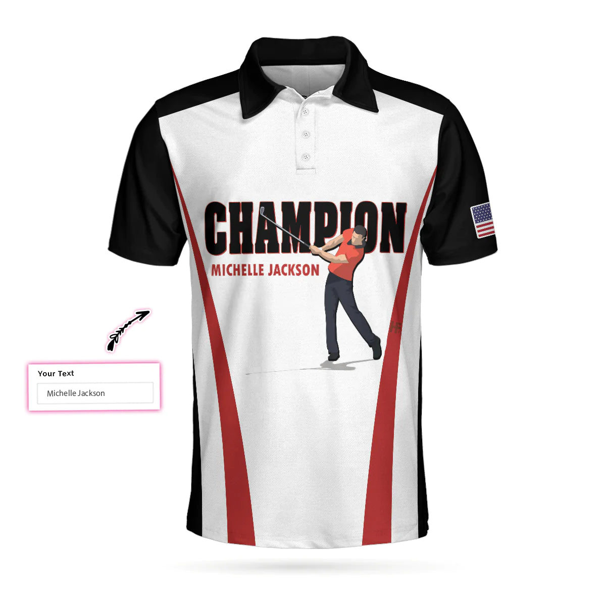 Customized Champion Golfer Polo Shirt with Red and White American Flag Design: The Ultimate Golf Shirt for Men – GP418