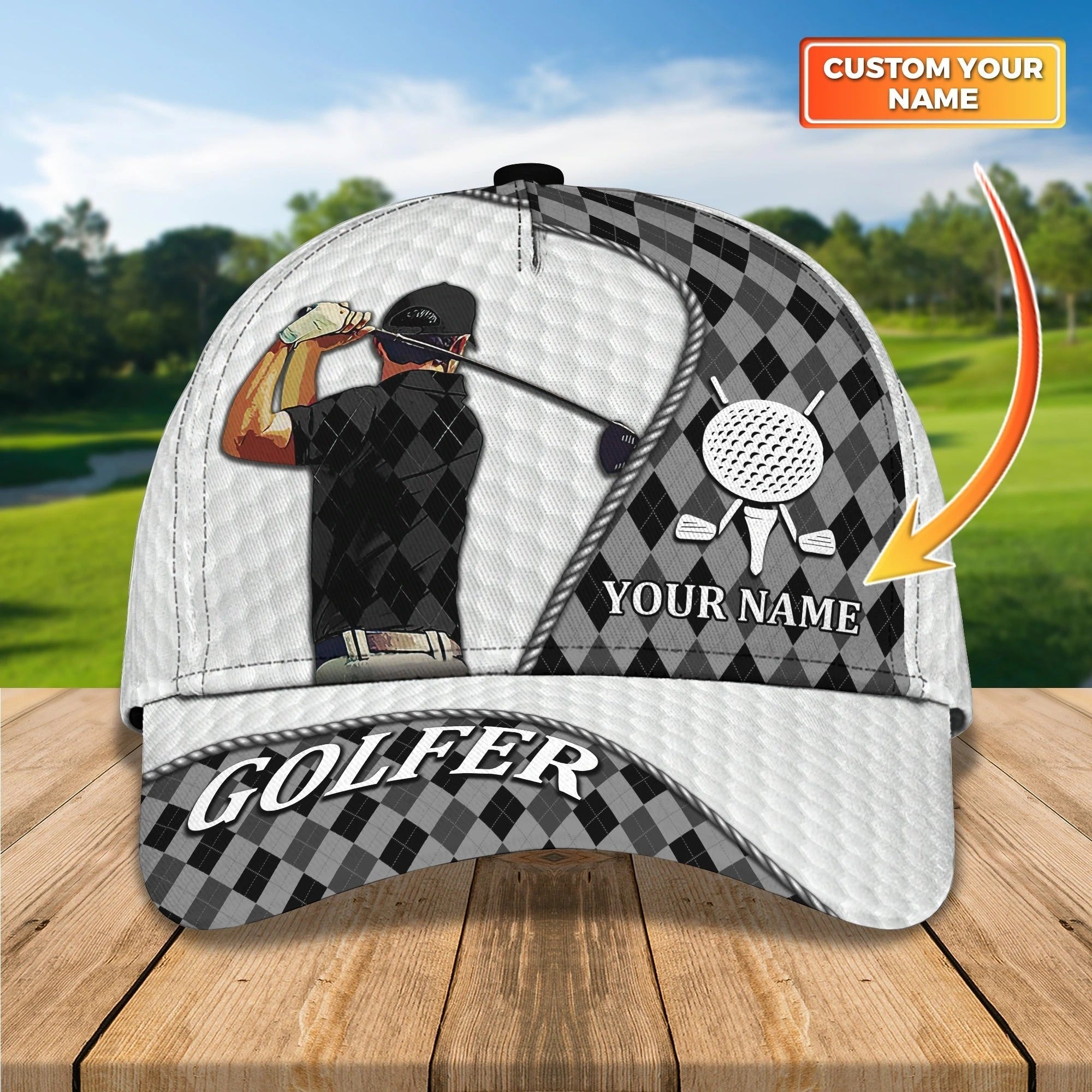 Customized Full-Print Golf Cap for Men, 3D Baseball Hat for Golfers, Ideal Golf Gifts for Dads and Father’s Day, Perfect Present for Golf Enthusiasts – GP029