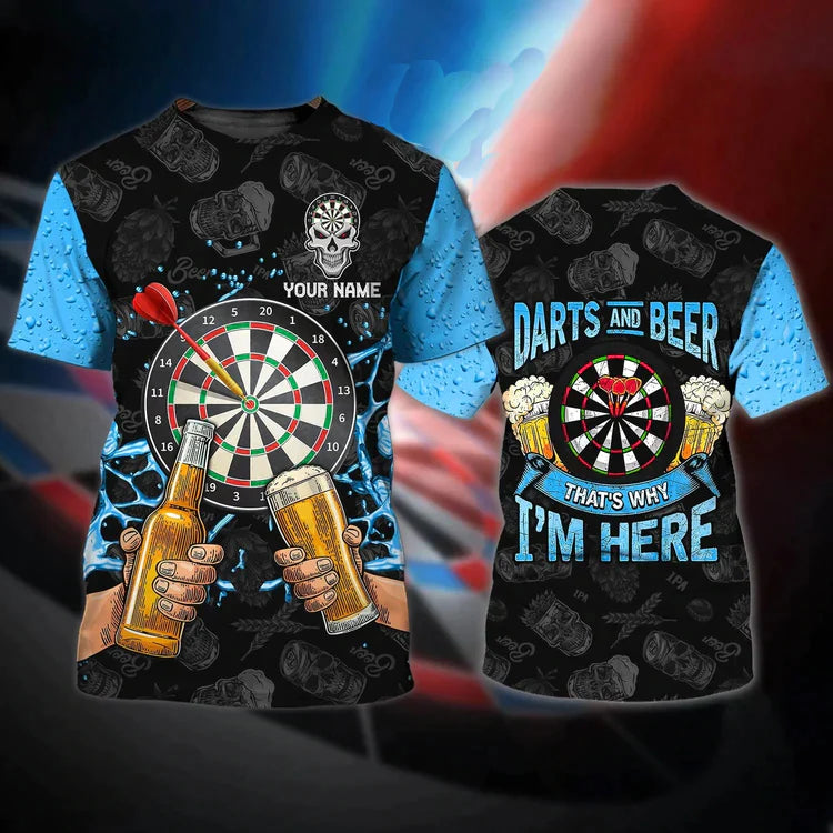 Custom With Name Dart And Beer 3D Full Printed Shirt For Best Dart Player, Dart Lover, Present Birthday Gift To Dart Player – DT004