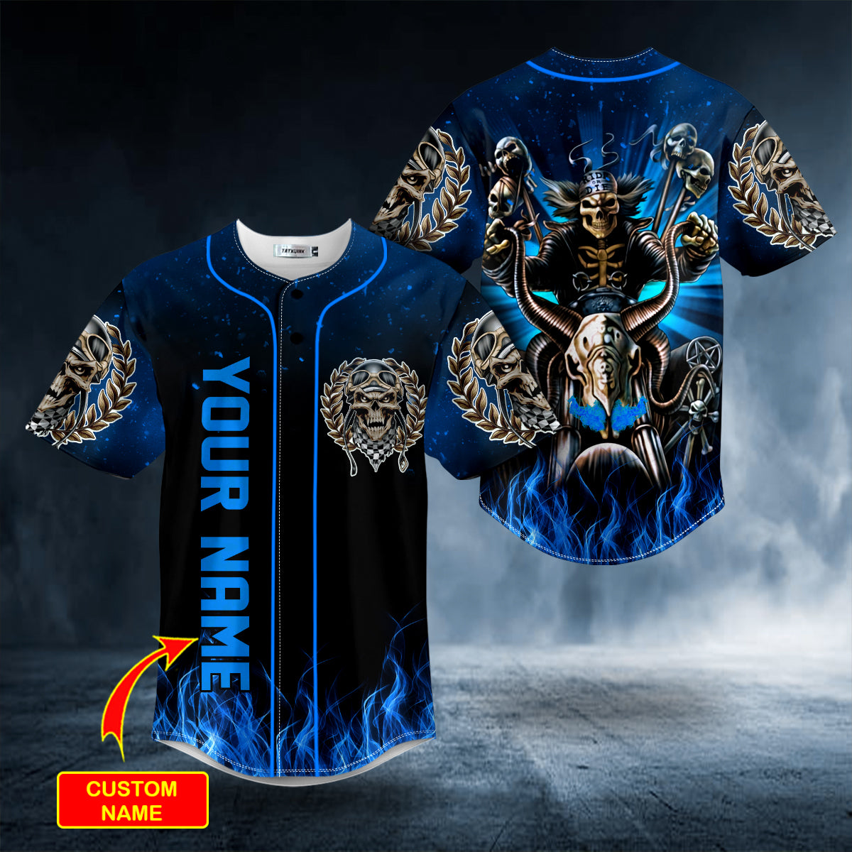 dark blue the hunt ghost skull custom baseball jersey bsj 623 irzho