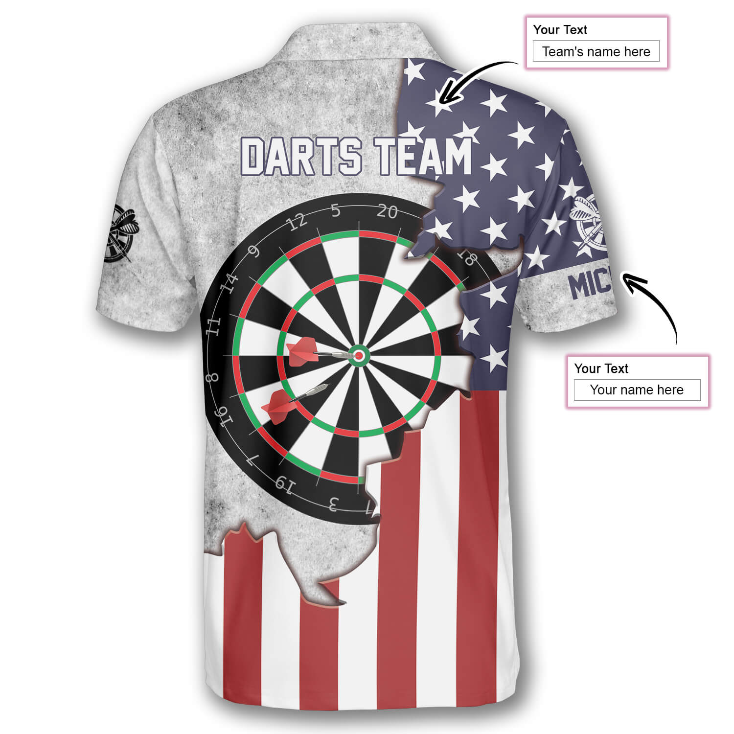 dart board usa flag 3d custom darts shirts for men custom dart jersey for team dartboard shirts dt021 lgs5l