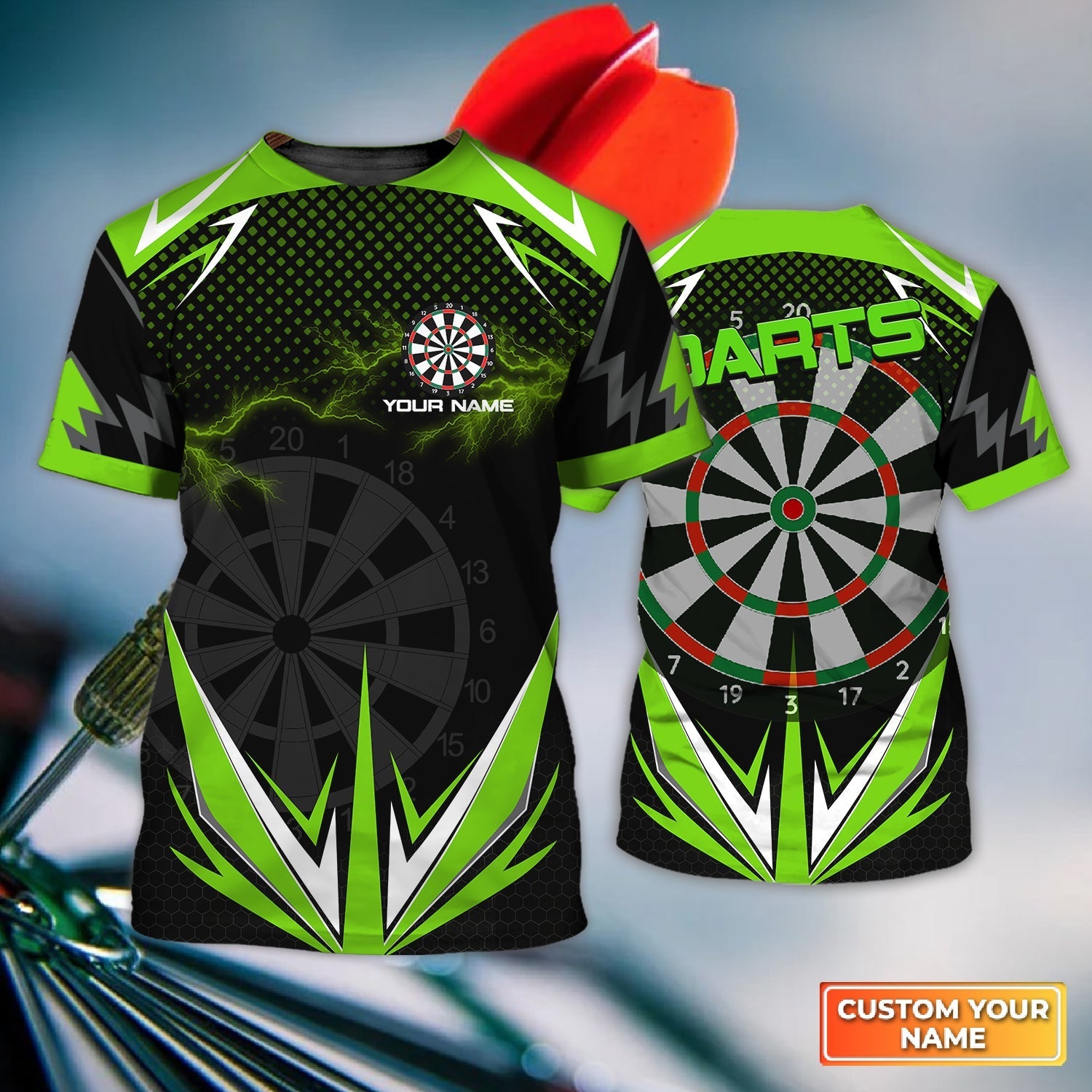 Darts 3D all over printed shirt for Men, Personalized Name 3D Tshirt, gift for darts lovers – DT002
