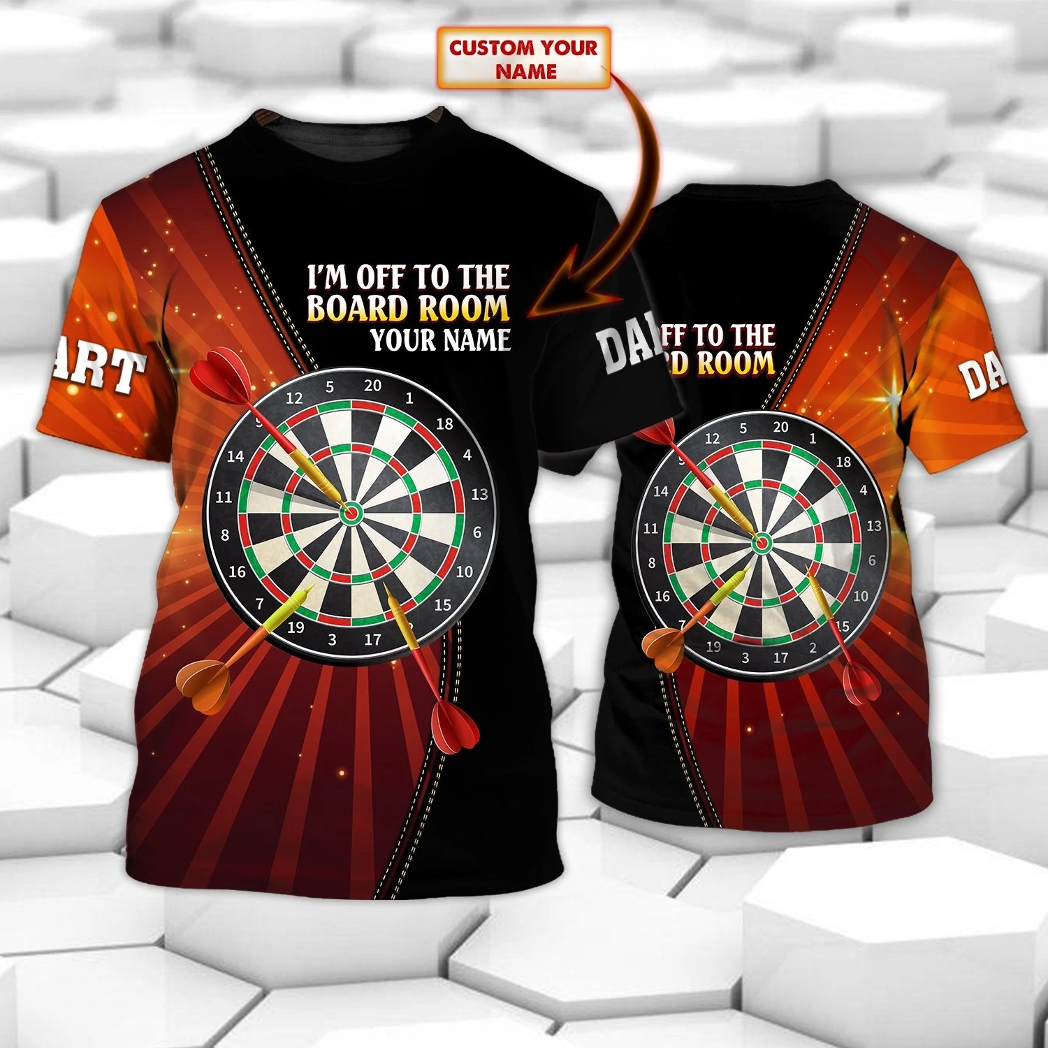 Dart Player 3D all over printed – Personalized Name 3D Tshirt for men and women – DT122