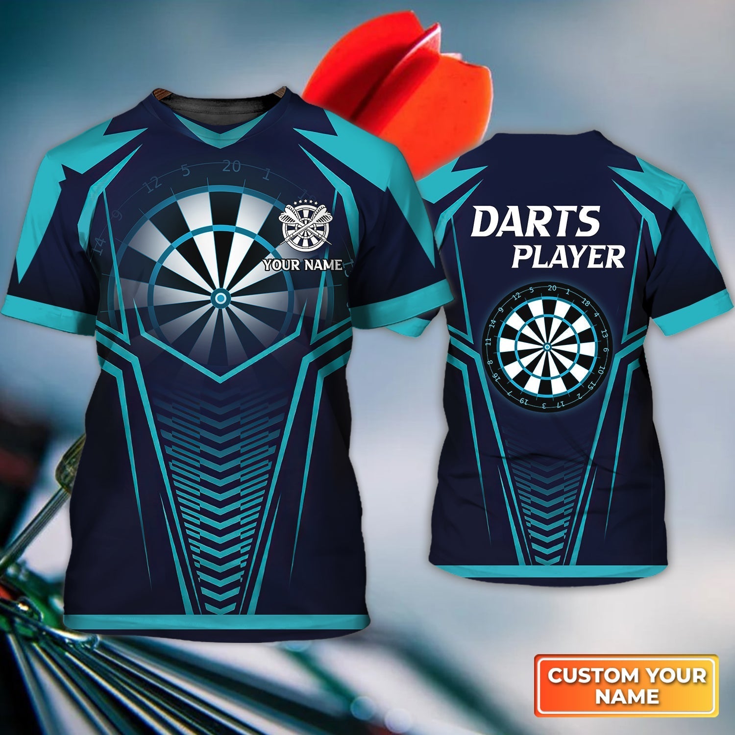 dartboard and arrow blue personalized name 3d tshirt for darts player dt185 ghgbp