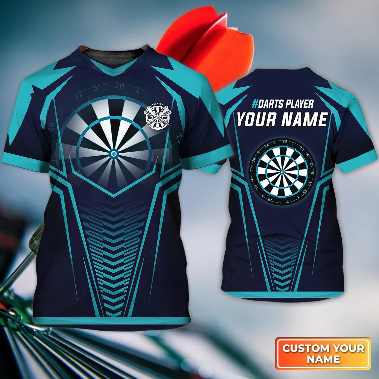 dartboard and arrow blue shirt personalized name 3d tshirt for darts player dt192 gyffn
