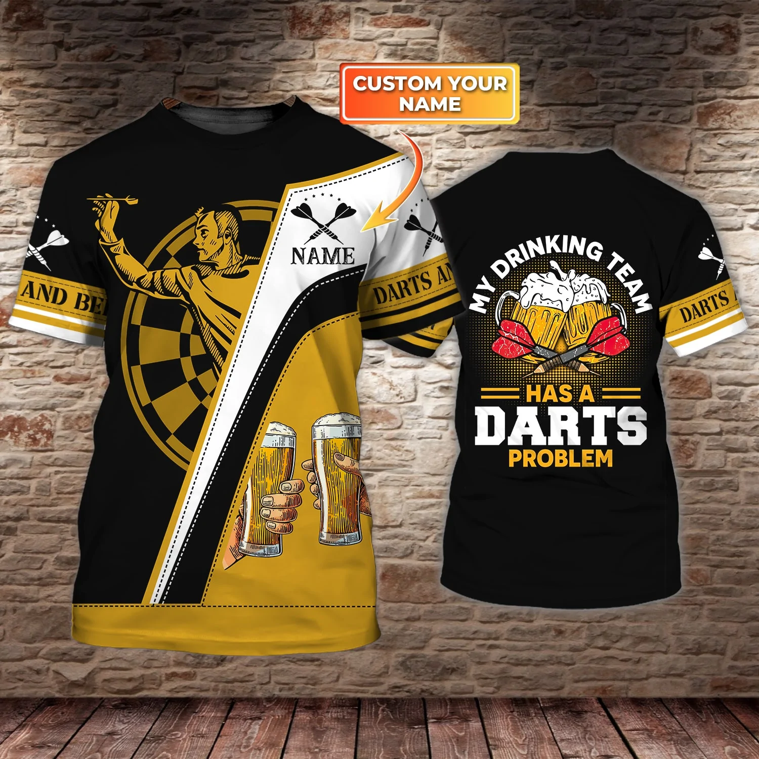 I’D Hit That Dart – Personalized Name 3D Tshirt, Darts Player, Darts Gift, Darts Shirt, Darts Player Gift – DT134