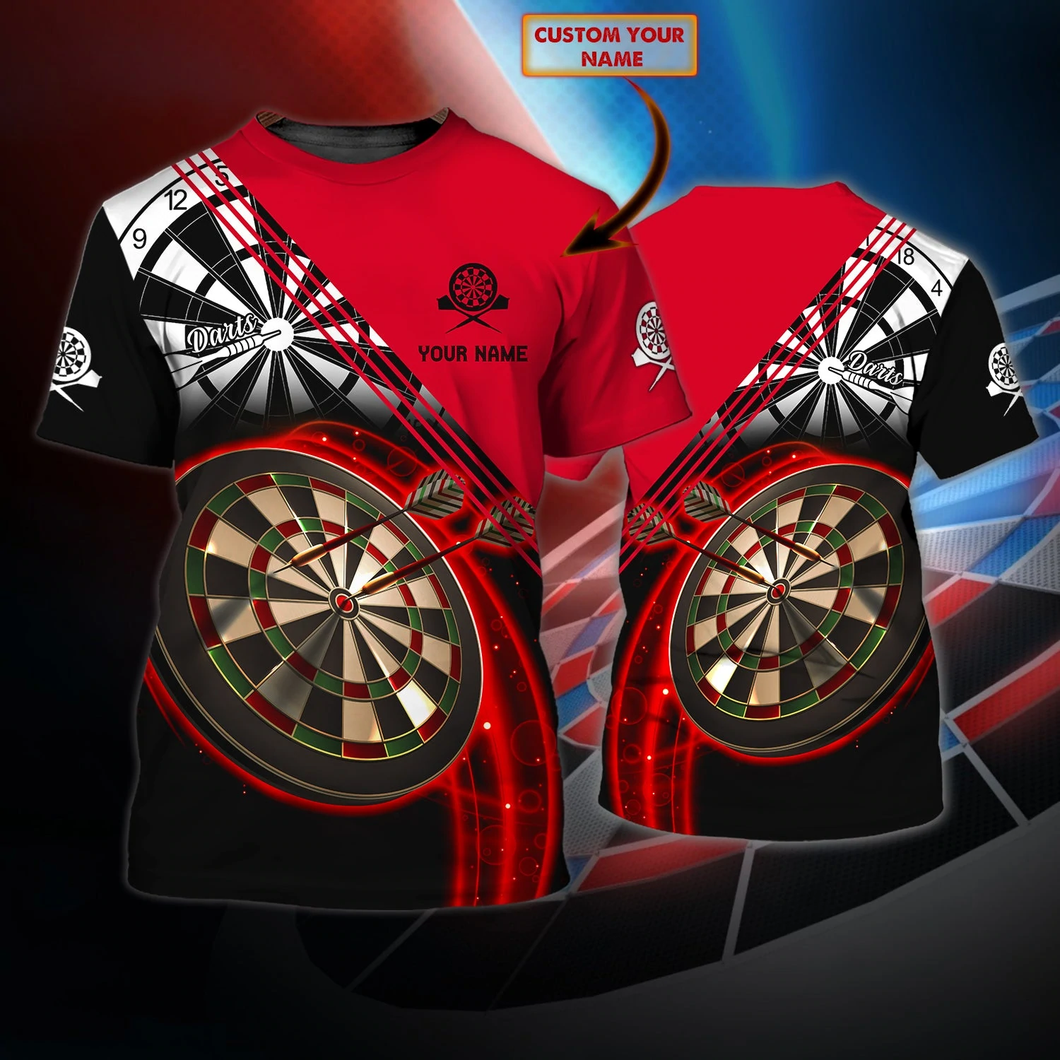 Darts 3D all over printed shirt for Men, Born To Play Darts – Personalized Name 3D Tshirt – DT131