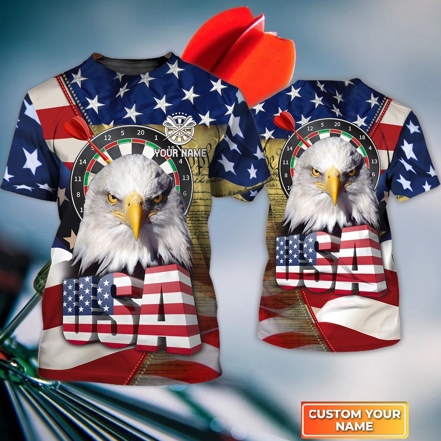 darts eagle american flag shirt personalized name 3d tshirt for darts player dt183 xlazb