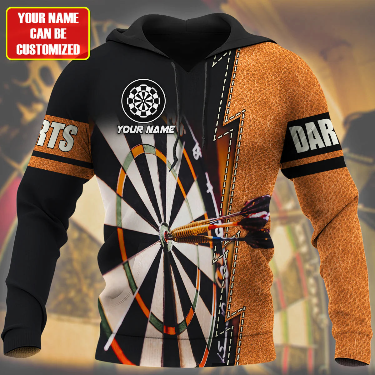 Darts Hoodie for Men with 3D All-Over Print and Personalized Name, Customized Darts Shirt – DHD001