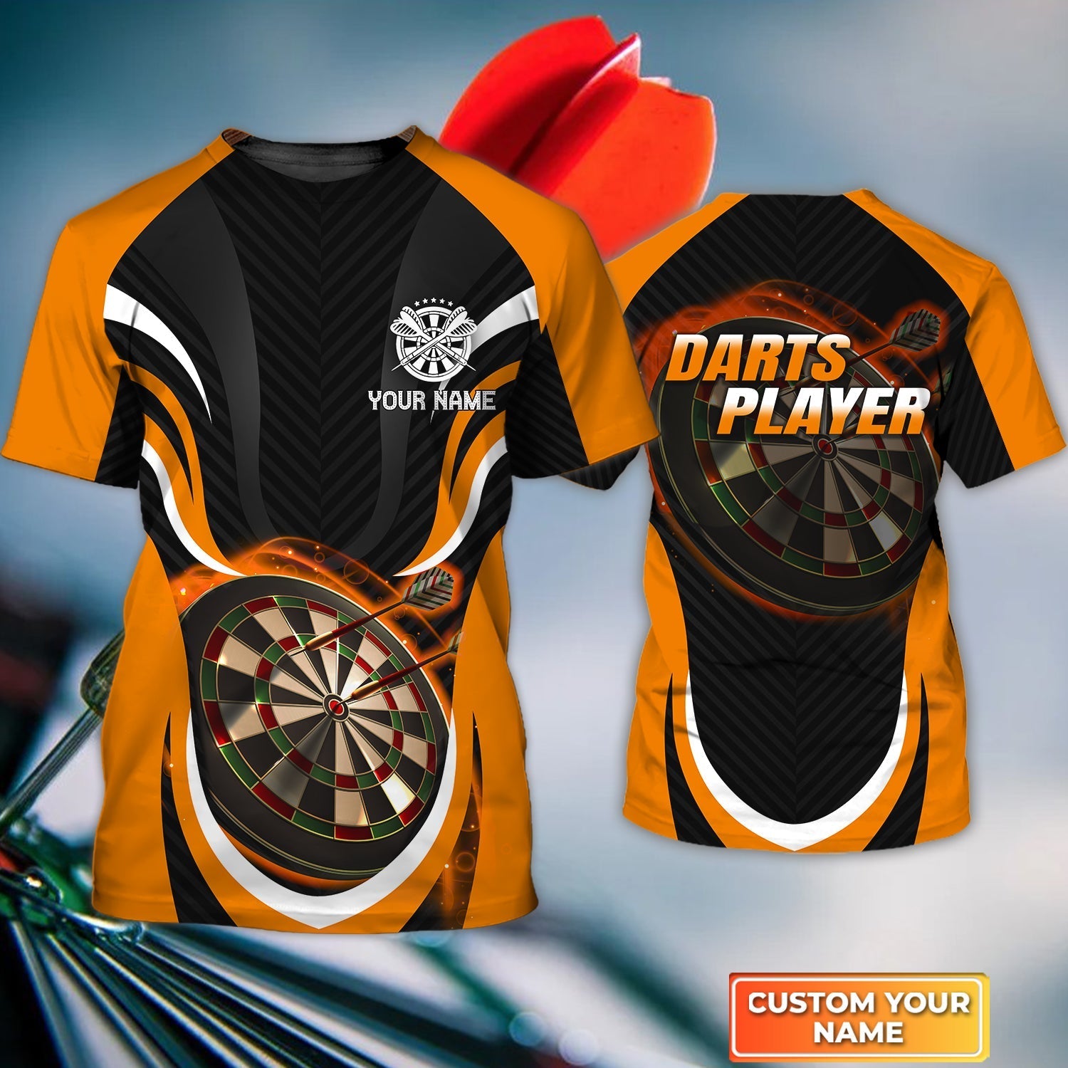 Dartboard And Arrow Blue Personalized Name 3D Tshirt For Darts Player – DT185