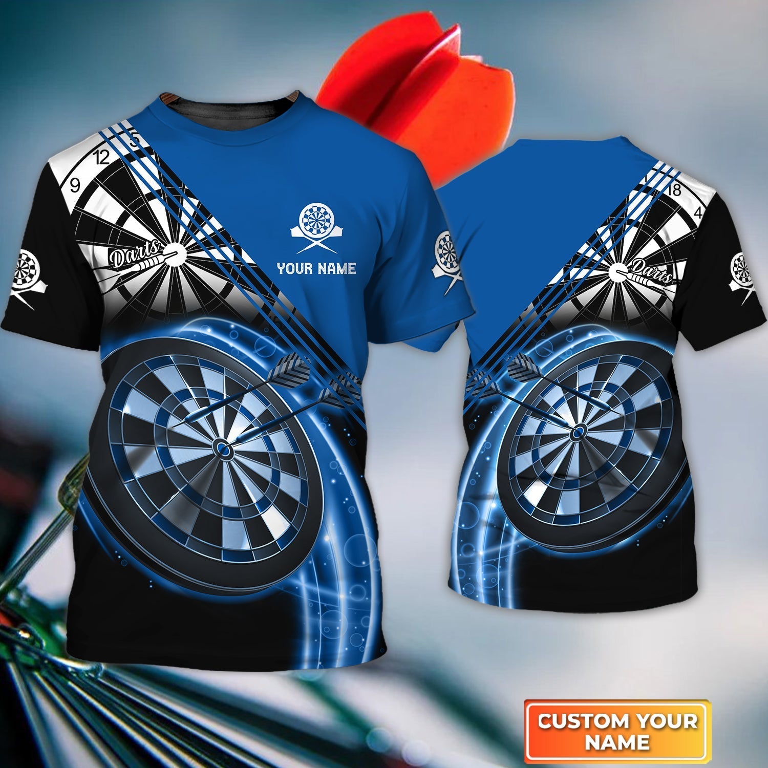 Blue Darts Lightning shirt, Personalized Name 3D Tshirt For Darts Player – DT013