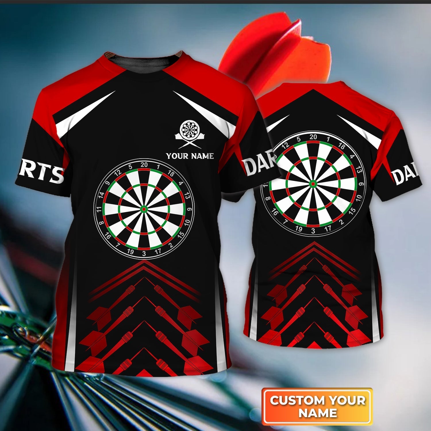 Darts Flame Thunder Lightning Personalized Name 3D Tshirt For Darts Player – DT160