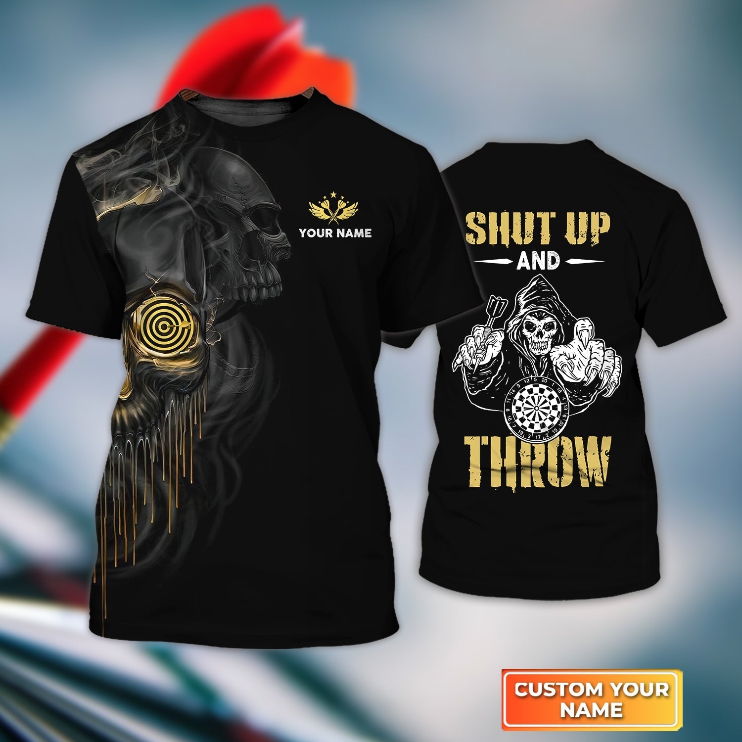 Darts Thunder Lightning, Personalized Name 3D Tshirt For Darts Player – DT153