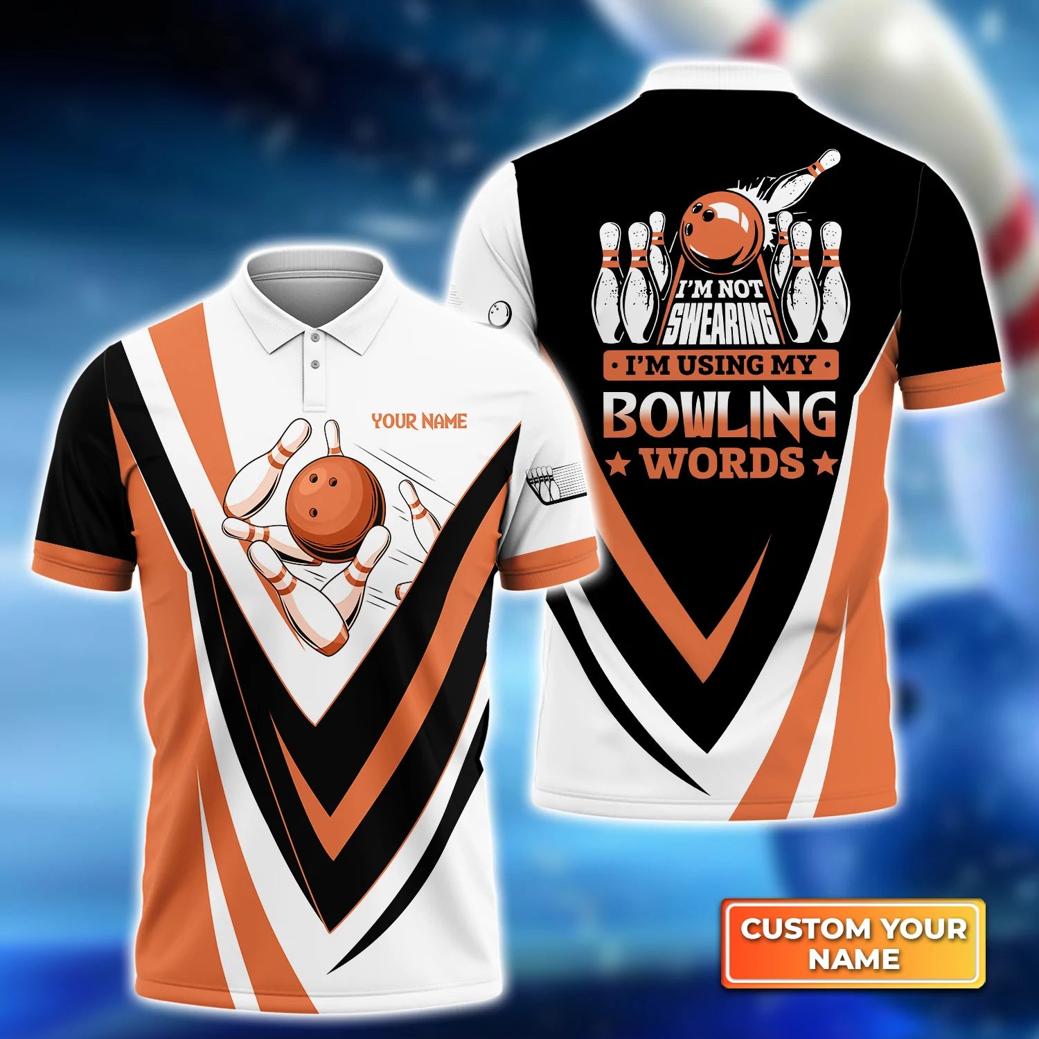 Polo Shirt for Men’s Bowling Team with 3D Bowling Ball Design – Perfect Gift for Bowlers and Sports Enthusiasts – BP021