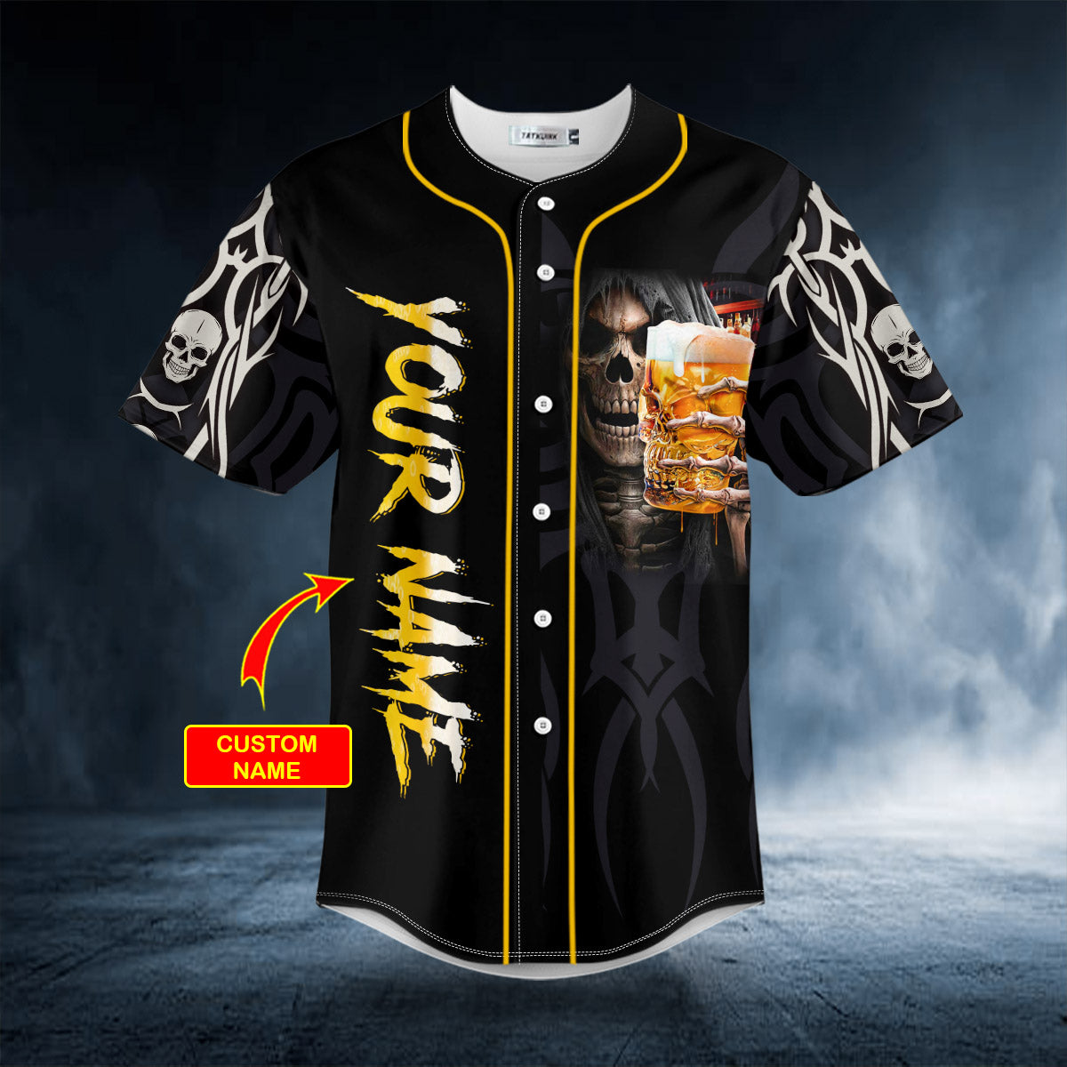 Devil Whisper Beer Grim Reaper Skull Custom Baseball Jersey | BSJ-795
