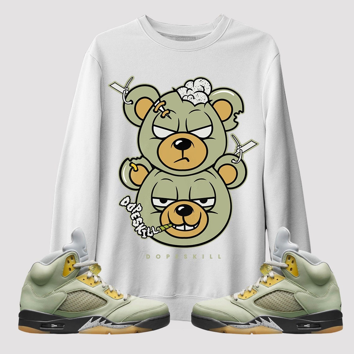 Dope Bear Unisex Sweatshirt Match Jordan 5 Jade Horizon